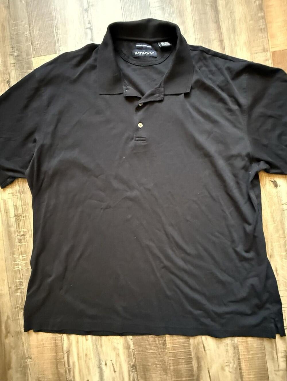 Hathaway‎ Pima Cotton Polo Shirt Black Soft Sz XXL